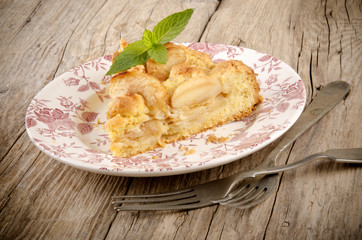 apple cake with a fork on a plate