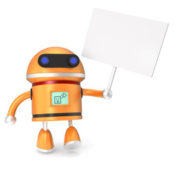 robot hold a blank sign board in hand