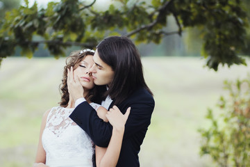 Fototapeta premium The wedding of a young couple outdoors
