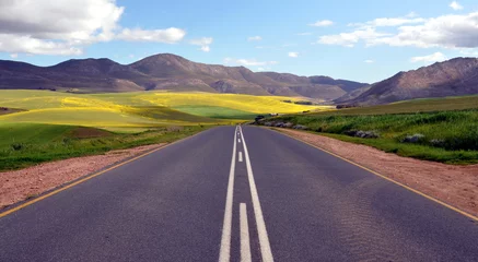 Fotobehang Zuid-Afrika Eindeloze weg Landelijk landschap Zuid-Afrika
