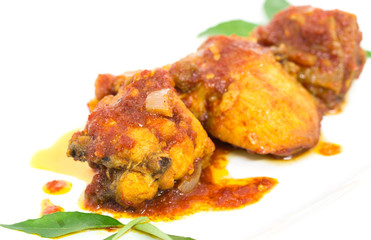 Sambal Ayam or Chicken with a chili-based sauce.