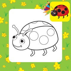 Coloring page. Ladybug. Vector illustration.