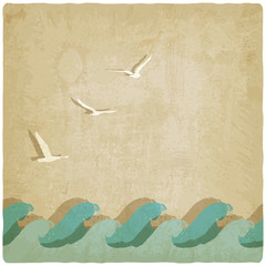 Fototapeta na wymiar Vintage marine background - vector illustration