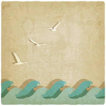 Vintage marine background - vector illustration