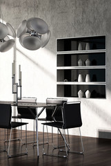 Modern Dining Room Interior with Luxury Table Setting