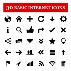 Collection of website and internet icons on white background