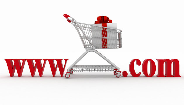 Concept of visiting e-business website. 3d illustration
