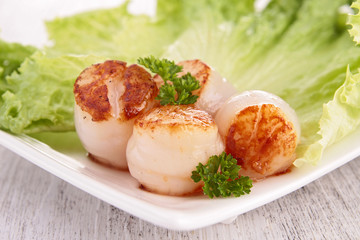scallop and salad