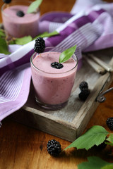 Blueberry smoothie with blackberries