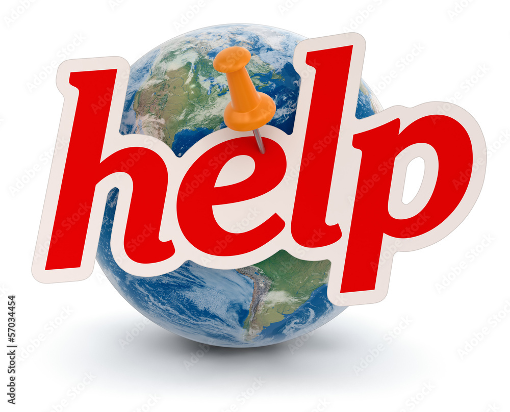 Poster globe and help (clipping path included)
