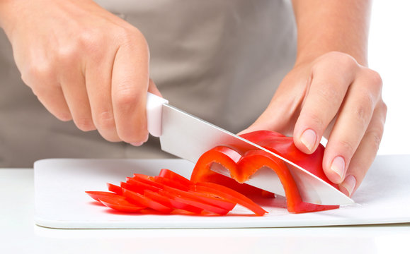 Cook Is Chopping Bell Pepper