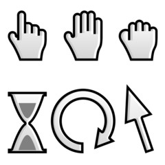 Obraz premium Web hand and arrow cursor with hour-glass.vector