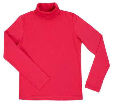 Red Turtleneck. Isolated On A White