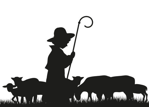 Hirte und Schafe