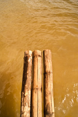 bamboo bridge in river