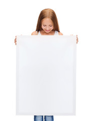 little girl with blank white board