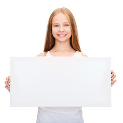 little girl with blank white board