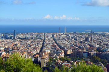 Vue de Barcelone depuis le Turo de la Rovira.