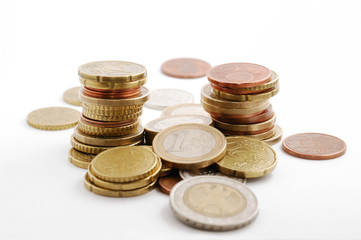 Columns of coins among specie's pile