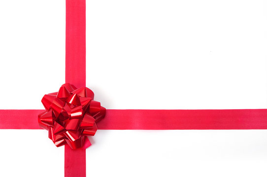 Red gift ribbon with bow - on a evelope