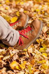 Walking through the autumn leaves