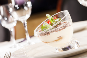 Tiramisu with strawberry