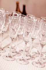 Empty glasses on restaurant table