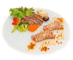 Close up  on fresh  Japanese Kobe Matsusaka Beef rolls