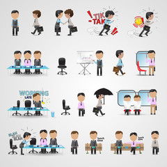 Business People Set - Isolated On Gray Background