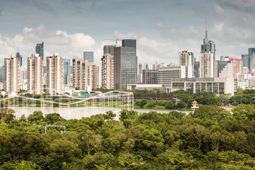 Fototapeta premium Widok z lotu ptaka na chińskie miasto, shenzhen