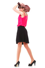 Full length woman in a turban isolated