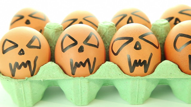 Scary vampire crazy eggs for halloween on white background