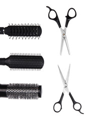 Professional hairdresser tools isolated on white