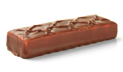 Delicious chocolate bar isolated on white
