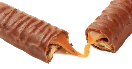 Delicious chocolate bars isolated on white