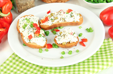 Sandwiches with cottage cheese and greens