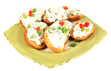 Sandwiches with cottage cheese and greens