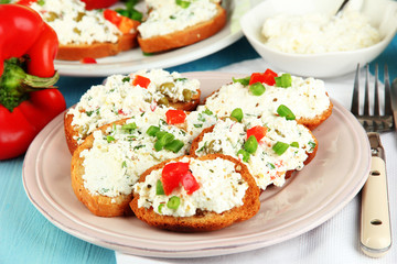 Sandwiches with cottage cheese and greens