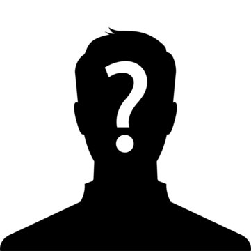 Anonymous man silhouette profile picture with question mark 