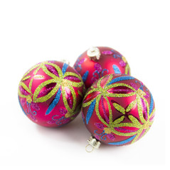 three christmas baubles isolated
