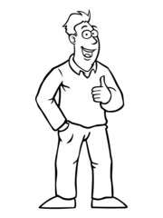 Black and white man smiling and holding his thumbs up