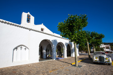 Ibiza Sant Carles de Peralta white church in Balearic
