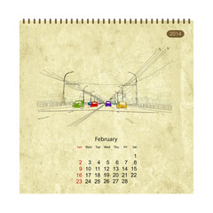 Calendar 2014, december. Streets of the city, sketch