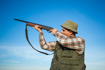 hunter in the hunting shirt and trousers in the hunt