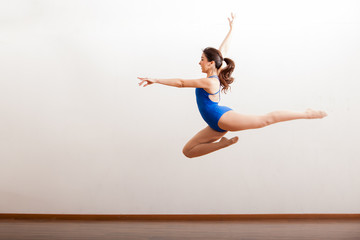 Rehearsing a big ballet jump