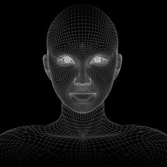 Conceptual wireframe mesh woman face