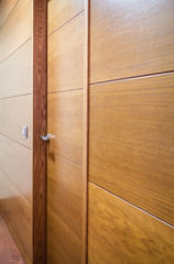 Obraz premium Wooden wall with door and a light switch