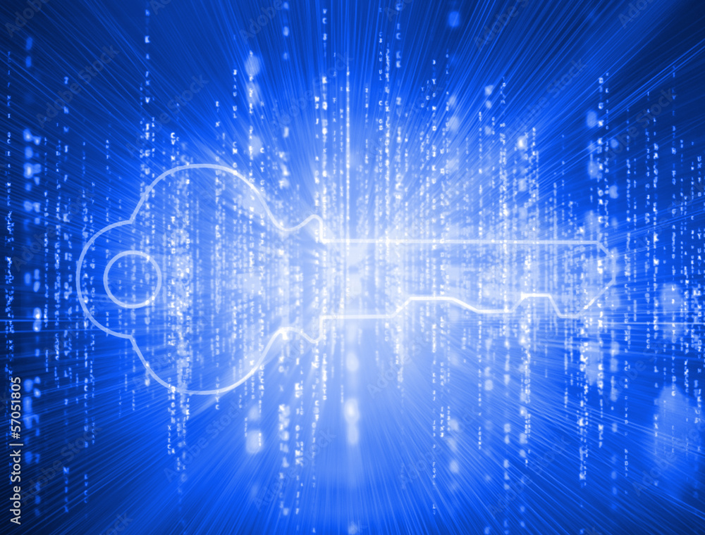 Poster digitally generated key over matrix