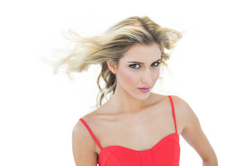 Gorgeous blonde model smiling at camera