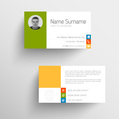 Modern business card template with flat user interface